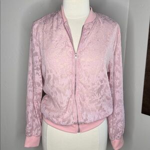 Pink Lace Bomber Jacket